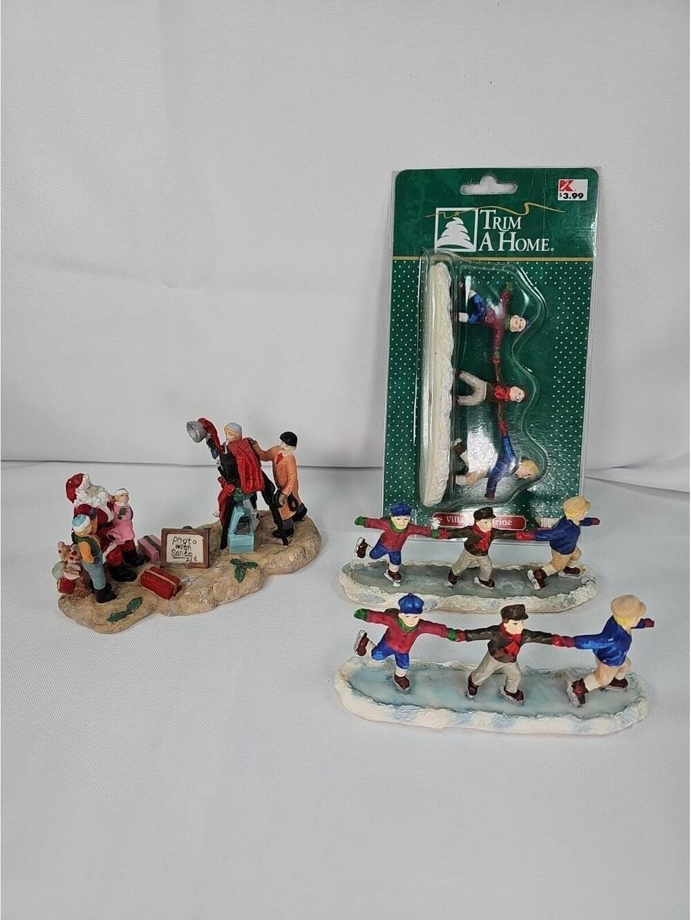 Vintage Trim A Home Christmas Snow Village Figurines  Lot of 4  1- New In Box